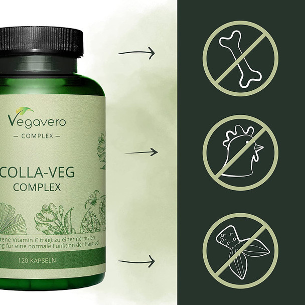 Vegan Collagen Supplement Vegavero® | 2000mg | Complex with L-Lysine, L-Proline, Vitamin C (Acerola) & Superfoods Extracts | NO Additives | 120 Vegetarian Capsules