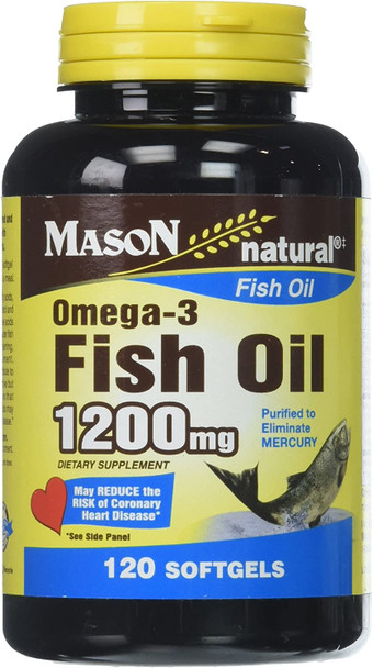 Mason Vitamins Fish Oil Omega-3 Softgel, 120 Count