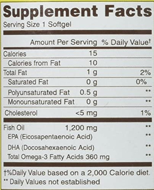 Mason Vitamins Fish Oil Omega-3 Softgel, 120 Count