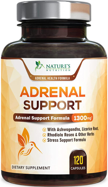 Adrenal Support Supplement - Supports Stress, Fatigue & Daily Energy with Ashwagandha Plus Natural Herbs - Non-GMO, Adrenal Fatigue Supplements for Women & Men - 120 Capsules
