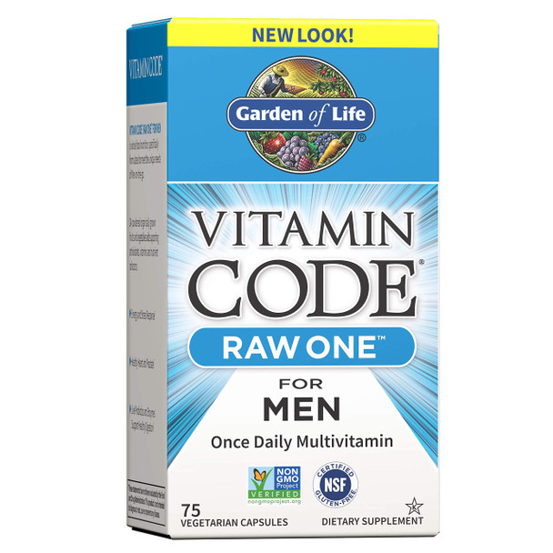 Garden of Life Multivitamin for Men, Vitamin Code Raw One for Men - 75 Capsules, Once Daily Mens Vitamins plus Fruit, Veggies & Probiotics for Mens Health, Vegetarian One a Day Mens Multivitamins