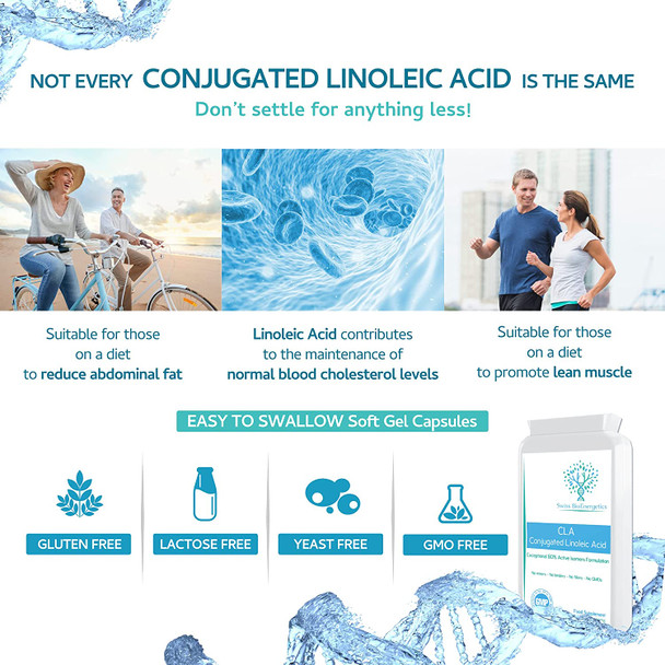 Conjugated Linoleic Acid - 1000mg CLA, 90 softgels  80% Active Isomer Natural CLA from Safflower Oil - Manufactured in The UK  No Mixers  No Binders  No fillers  No GMOs
