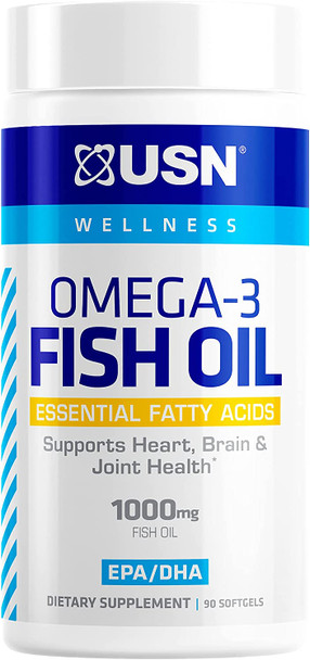 USN Supplements Vibrance Series Omega-3 Fish Oil 1000mg (180 EPA / 120 DHA), 90 Count