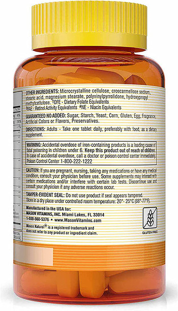 Mason Natural Super Multiple 34 Vitamins And Minerals - Complete Nutritional Support, All In One Multivitamin, Supports Overall Health, 100 Tablets