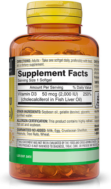 Mason Natural Vitamin Ultra Strength D3 2000 Iu Softgels, 60 Count, Pack Of 3