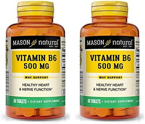 2 Pack Special of MASON NATURAL B-6 500MG TABLETS 60 per bottle