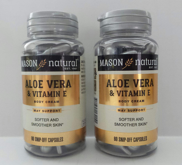 2 Pack Special of Mason Natural Aloe Vera & Vitamin E - 60 caps per Bottle