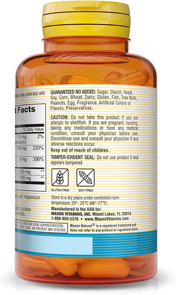 Mason Natural Glucosamine Chondroitin 1500/1200 3 Per Day with Vitamin C - Supports Joint Health, Improved Flexibility and Mobility*, 280 Capsules