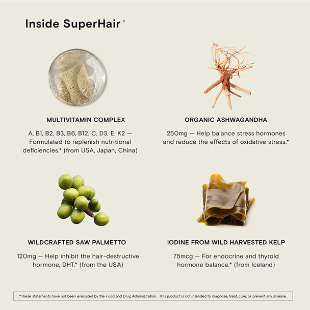 SuperYou & SuperHair by Moon Juice | SuperYou Natural Adaptogen Supplement for Calm & SuperHair Multivitamin Supplement for Healthier, Thicker Hair | Improve Overall Hair Health