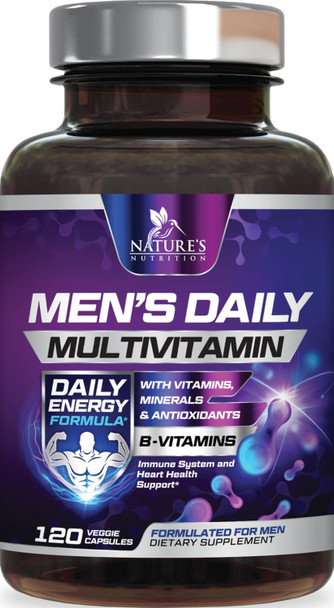 Multivitamin For Men - Daily Energy Extra Strength Vitamin Health For Men - With Vitamins A, C, D, E, B12, Zinc, And Minerals - Multimineral Non Gmo Multivitamin Supplement Made In Usa - 120 Count