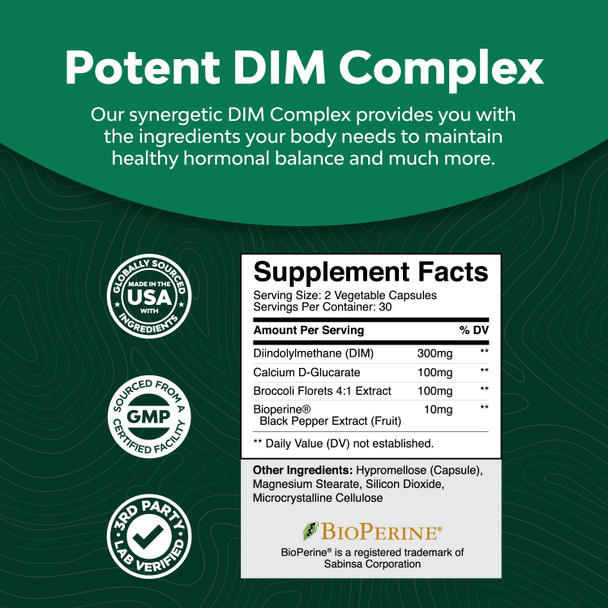 Natures Craft Extra Strength Diindolylmethane Dim Supplement - 300Mg Dim Hormone Balance For Women And Men - Balancing Estrogen Supplement For Women And Men For Menopause And Metabolism Support