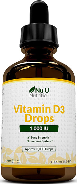 Vitamin D Drops 1000 IU 10,000 IU per 10 Drops - 50% More 90ml Equivalent to 3000 Drops - High Strength Liquid D3 in MCT Oil with Flexible Dosage - High Strength Vitamin D Supplement