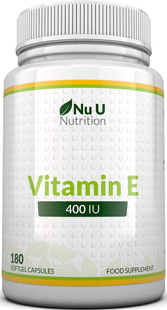 Vitamin E 400 IU, 180 Softgels 6 Month Supply, Vitamin E Capsules, Natural Source Vitamin E, D-Alpha Tocopherol, High Potency and Absorption, Made in The UK