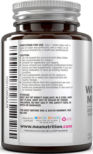 Women's Multivitamin and Minerals - 28 Essential Vitamins, Minerals and Botanicals with Hyaluronic Acid, Vitamin D3 and Biotin - 180 Vegan Tablets - No Synthetic Fillers or Binders, Made in The UK