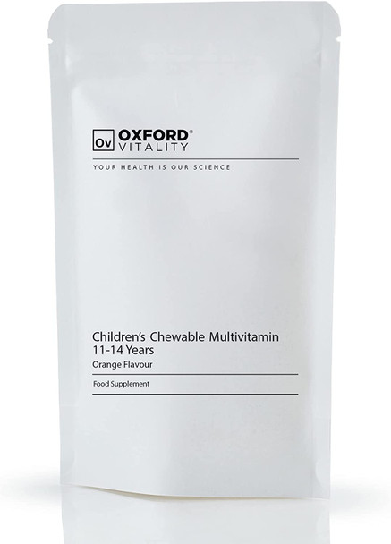 Children's Chewable Multivitamin 11-14 Years | Natural Orange Flavour | Immune, Energy & Cognitive Support | Gelatine-Free & Vegetarian | Oxford Vitality (120 Tablets)