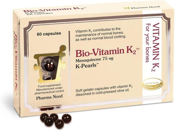 Pharma Nord K-Pearls Bio-Vitamin K2 - 60 Capsules - Mk-7 Menaquinone 75Mcg