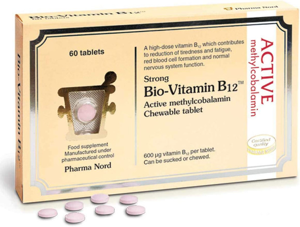 Bio Vitamin B12 Tablets By Pharma Nord - Active Methylcobalamin 60 Vegan Chewable Tablets