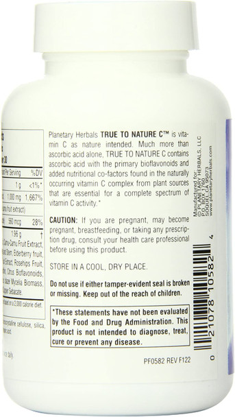 Planetary Herbals True to Nature C Tablets, 500 mg, 60 Count