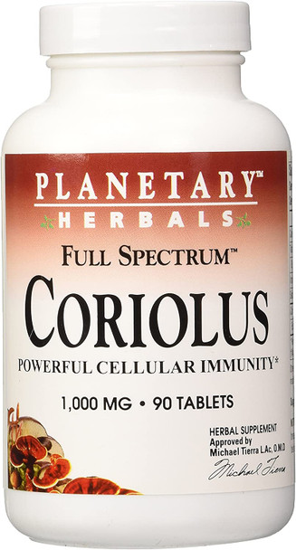 Planetary Herbals Coriolus Full Spectrum 1000mg, Powerful Cellular Immunity PF0737 Natural 90 Count (Pack of 1)