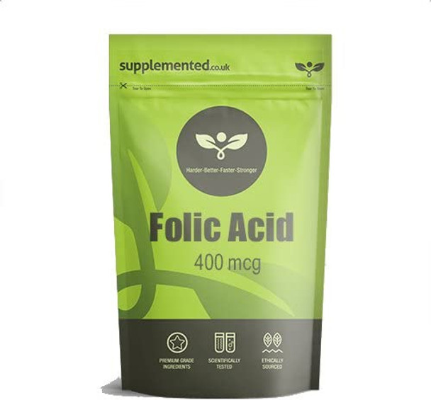 Folic Acid 400mcg 360 Tablets, Pregnancy and Fertility Supplement (Vitamin B9) UK Made. Pharmaceutical Grade