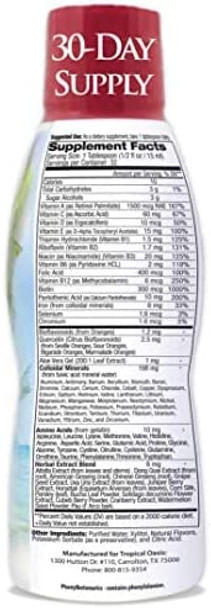 Tropical Oasis Adult Liquid Multivitamin -Liquid Multi-Vitamin and Mineral Supplement with 125 Total Nutrients Including; 85 Vitamins & Minerals, 23 Amino Acids, and 18 Herbs - 16 fl oz, 32 serv