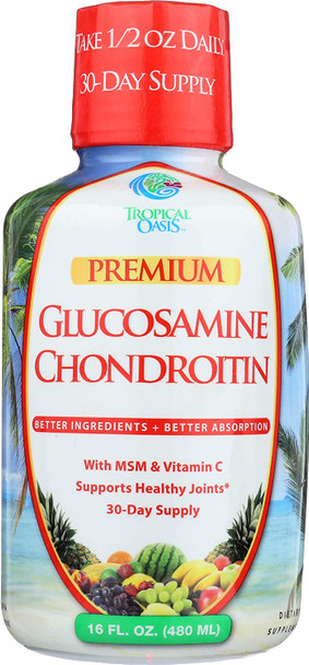 Tropical Oasis Liquid Glucosamine Chondroitin w/ MSM and Vitamin C for maximum absorption (16 oz) Liquid