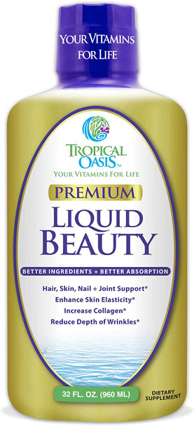 Liquid Beauty | Maximum Strength Hair, Skin & Nails Vitamin | 12,500mcg Biotin, Collagen, Bamboo, DHT Blocker & More| Fast Hair Growth, Less Hair Loss + Healthier Skin & Nails- 98% Absorption, 32 Serv