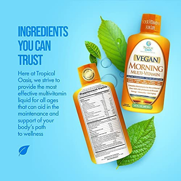 Tropical Oasis - Vegan Morning Liquid Multivitamins, Daily Liquid Vitamins with 74 Trace Minerals, 18 Amino Acids, and 10 Herbs, 32fl oz (960ml, 32 Servings)