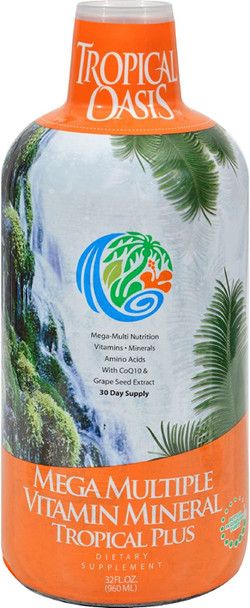 Tropical Oasis Tropical Plus Mega Multiple Vitamn Mineral - 32 Fl Oz - 30 Day Supply - Gluten Free