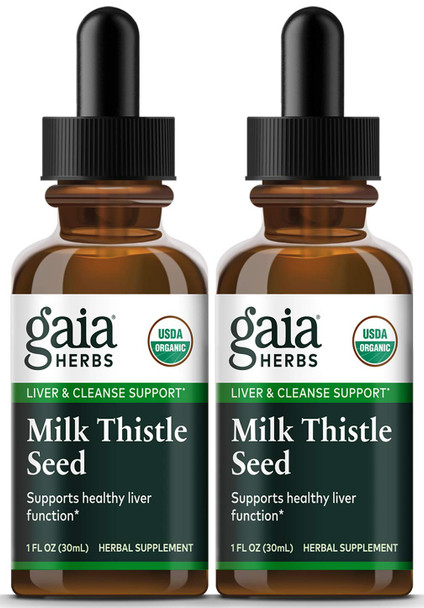 Gaia Herbs Milk Thistle Seed, Liquid Supplement, 1 Ounce (Pack of 2) - Liver Cleanse Supplement, Supports Detox and Metabolism, Naturally Concentrated Silymarin Extract 1000mg