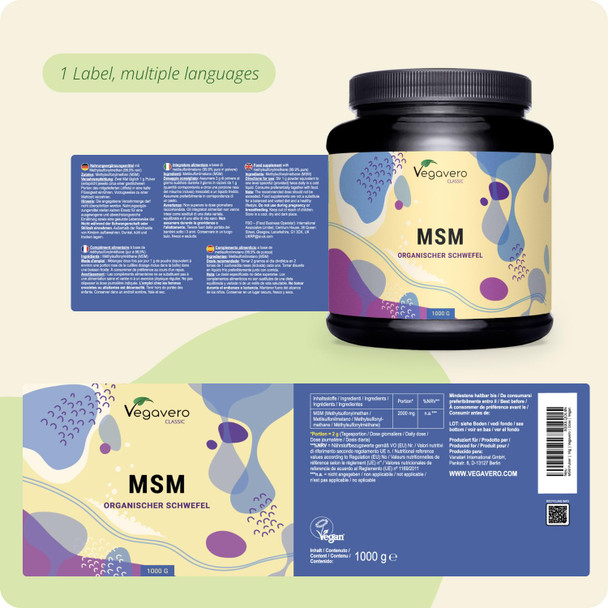 Vegavero Pure MSM Powder 1 kg Tub  Distilled Organic Sulphur | NO Additives and Non GMO Lab Tested  2000 mg Per Day Vegan