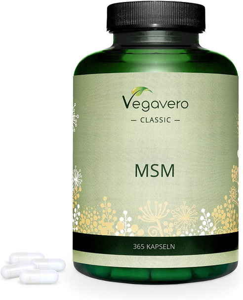 MSM 2000mg Vegavero® | 365 Vegan Capsules | NO ADDITIVES | Lab-Tested Methylsulfhonylmethane | Organic Sulfur