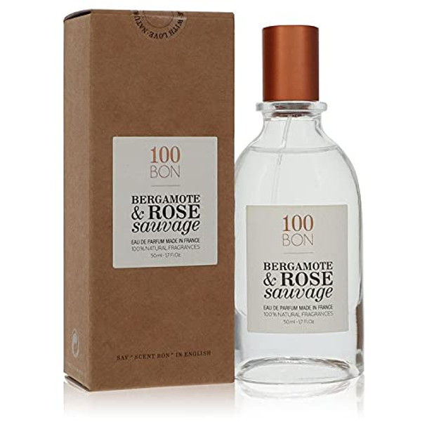 100BON Bergamote & Rose Sauvage – Bergamot & Wild Rose Fragrance for Women & Men – Invigorating Organic Fragrance with Spicy, Citrus & Rose Water Fragrance - 100% Fragrance Spray, 1.7 Fl Oz