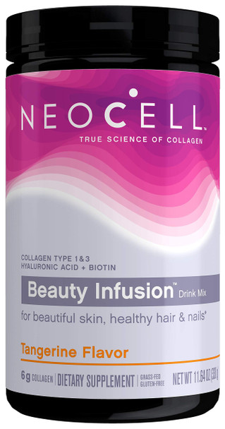 NeoCell Beauty Infusion Collagen Supplement Drink Mix Powder, 6,000mg Collagen Types 1 & 3, Tangerine Flavor, 11.64 Ounces (Package May Vary)