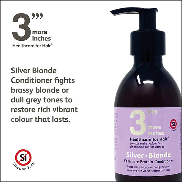 3'''More Inches Silver Blonde Conditioner - Colour Correcting Purple Conditioner For Blonde Hair - Anti Brassy, Yellow Tones - Toning Violet Pigment - Sulphate Free - Hair Care by Michael Van Clarke