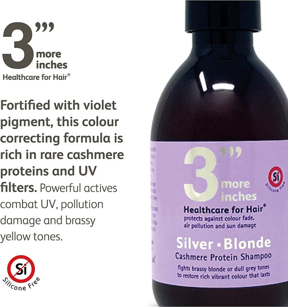 3'''More Inches Silver Blonde Shampoo - Colour Correcting Purple Shampoo For Blonde Hair - Anti Brassy, Yellow Tones - Toning Violet Pigment - Sulphate Free - Hair Care by Michael Van Clarke