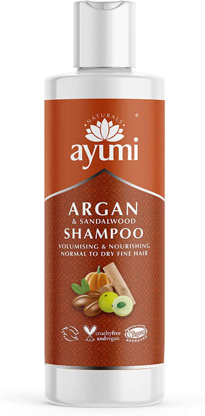 Ayumi Argan & Sandalwood Shampoo, For Thin & Weak Hair, Contains Amla & Bhringraj Extracts to Help With Growth Stimulation, Delicately Cleanses the Hair & Scalp - 1 x 250ml