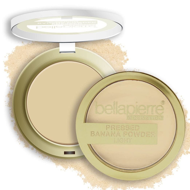 bellapierre Pressed Banana Setting Powder | Lightweight Color-Correcting Powder with All Day Makeup Protection | Eliminates Blotchiness and Dark Spots | Talc-Free | Matte Tint - Light - 0.28 Oz