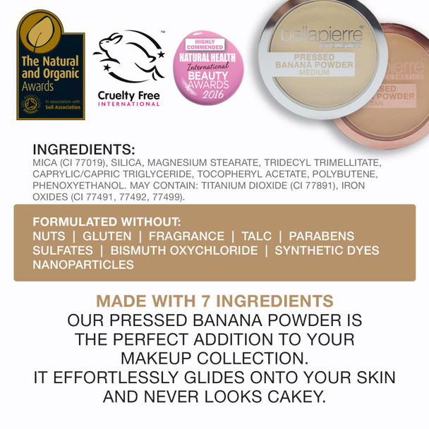 bellapierre Pressed Banana Setting Powder | Lightweight Color-Correcting Powder with All Day Makeup Protection | Eliminates Blotchiness and Dark Spots | Talc-Free | Matte Tint - Light - 0.28 Oz