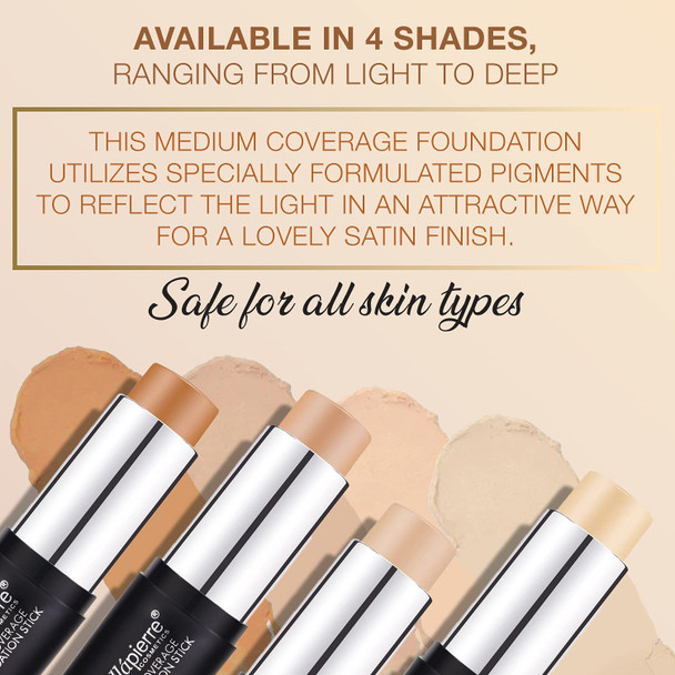 bellapierre Mineral Foundation Stick | Full Coverage Matte Finish | Cruelty Free | Non-Toxic and Paraben Free | Compact Tube - 0.35 Oz - Light