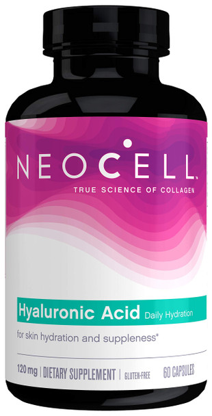 NeoCell Hyaluronic Acid, Daily Hydration for Skin Hydration & Suppleness, 120mg, 60 Capsules (Package May Vary)