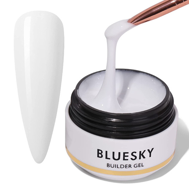Bluesky Builder Gel For Nails, Gel Nail Polish, Nail Strengthener, Nail Extension Tips, White, 0.5 Fl Oz (Requires Curing Under LED UV Lamp)