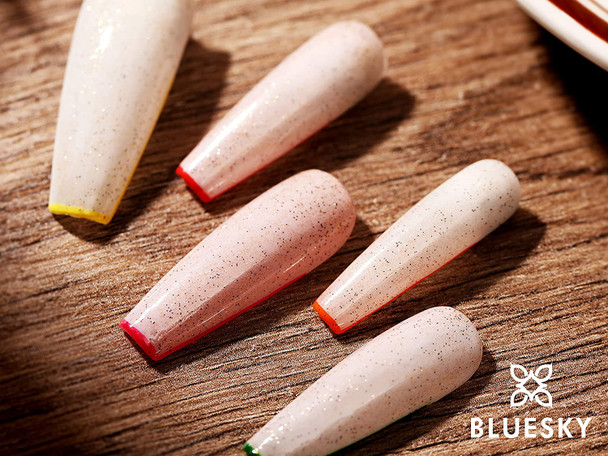 BLUESKY Gel Top Coat with Black and Gold Spotted Like Sandy Sugar Effect Dry Fast No Wipe No Yellowing Gel Nail Polish Top Coat for Acrylic Nails, Natural Nails, Transparent, 10ml