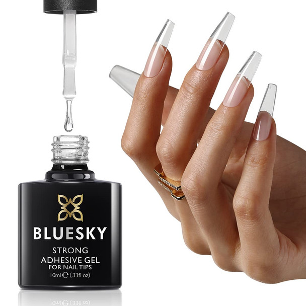 Bluesky Strong Adhensive Gel/Nail Glue Gel for Nail Tips & Press-on Nails, Nail Art Accessories, 10ml (Requires Curing Under UV/LED Lamp)