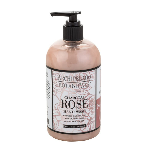 Archipelago Botanicals Charcoal Rose Hand Wash | Gentle, Daily Hand Soap | Cleanse and Hydrate (17 fl oz)