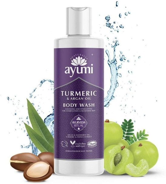 Ayumi Turmeric & Argan Oil Body Wash, Packed With Mandarin Oil & Papaya Extract For Deeply Cleansed Skin, Refresh & Protect With This Enchanting Fragrance - 1 x 250ml