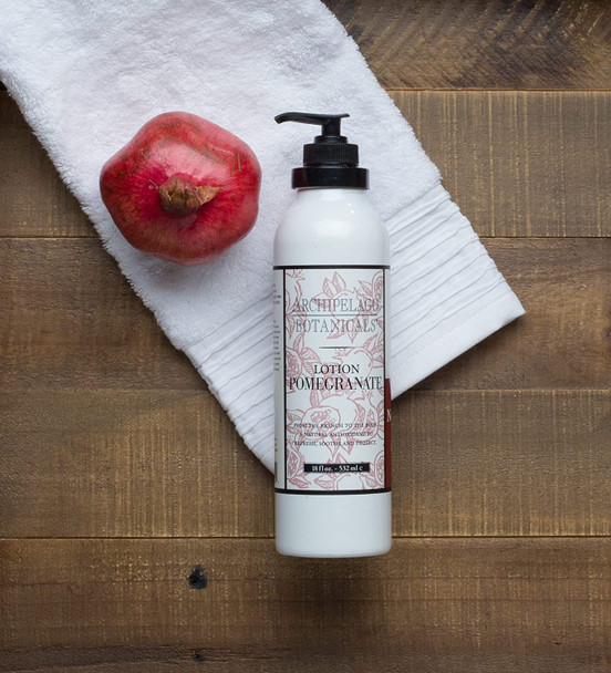 Archipelago Botanicals Pomegranate Lotion | Nourishing, Soothing Daily Body Lotion | Free From Parabens, Phthalates and GMOs (18 oz)