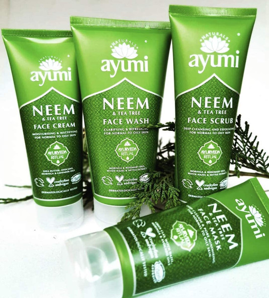 Ayumi Neem & Tea Tree Face Wash, Helps Prevent Breakouts & Blemishes, Packed With Organic Tea Tree Oils to Protect the Skin From External Damage - 1 x 150ml