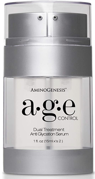 AGE Control Dual Treatment Anti Glycation Serum: Look 8-10 Years Younger In 60 Days. Reduce Discoloration & Dark Spots, Lifting, Firming, Brightening, Hydrating, Anti-Wrinkle, Non Greasy