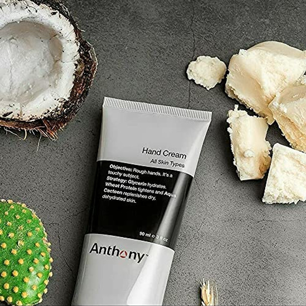 Anthony Hand Cream, 3 Fl Oz. Contains AHA's, Coconut Oil, Shea, Glycerin, Aqua Cacteen, Heals, Hydrates, and Soothes Dry, Chapped, Cracked Hands, Diminishes Tough Calluses